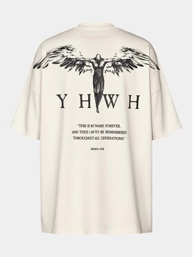 MADE BY SOCIETY MADE BY SOCIETY T-Shirt Tricou "YHWH" - T16811 Beżowy Basic Fit