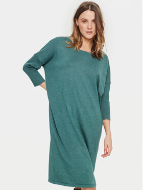 Saint Tropez Saint Tropez Pletena obleka 30512181 Zelena Casual Fit