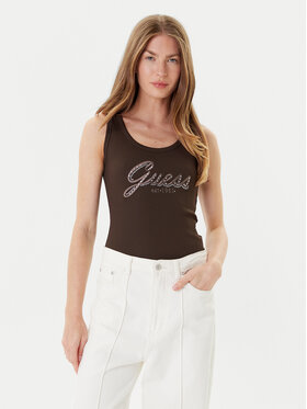 Guess Guess Top W5YP00 KCXJ2 Smeđa Regular Fit