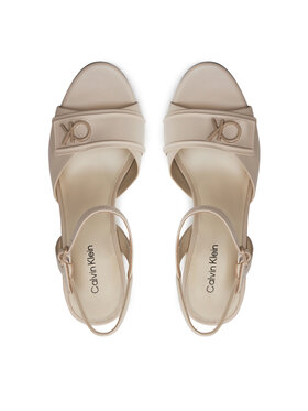 Calvin Klein Sandali Heel Sandal 85 Relock Lth HW0HW01937 Écru