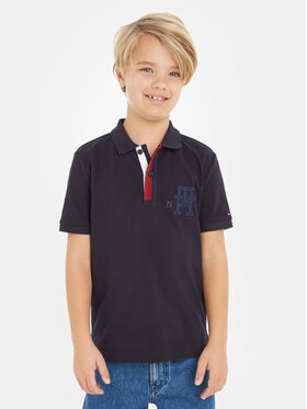 Tommy Hilfiger Tommy Hilfiger Тениска с яка и копчета Splitted Global Sripe KB0KB08318 D Тъмносин Regular Fit