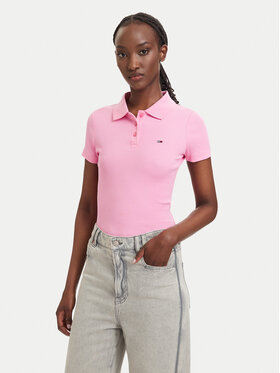 Tommy Jeans Tommy Jeans Тениска с яка и копчета DW0DW22327 Светлорозов Slim Fit