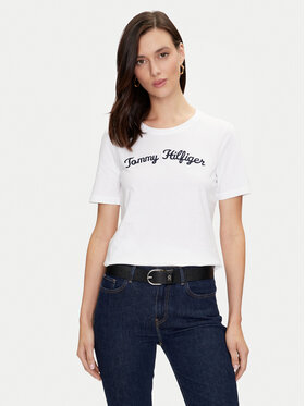 Tommy Hilfiger Tommy Hilfiger T-särk Script WW0WW42589 Valge Regular Fit