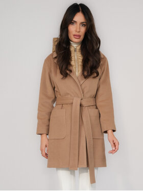 FAN LEATHER FAN LEATHER Płaszcz przejściowy Krótki Wełniany z Podpinką Beżowy Loose Fit