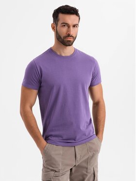 Ombre Ombre T-Shirt OM-TSBS-0236 Fioletowy Regular Fit