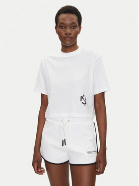 KARL LAGERFELD KARL LAGERFELD T-krekls A2W17076 Balts Cropped Fit