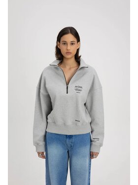 Misaga Misaga Bluza FUNNEL NECK ZIP Szary Relaxed Fit