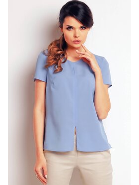 Awama Awama Bluzka A138 Niebieski Basic Fit