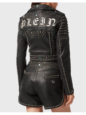 PHILIPP PLEIN PHILIPP PLEIN Kožená bunda 4115 Černá Regular Fit