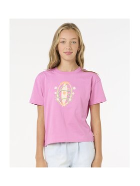 Rip Curl Rip Curl T-Shirt Island Surf Crop-Girl Różowy Relaxed Fit