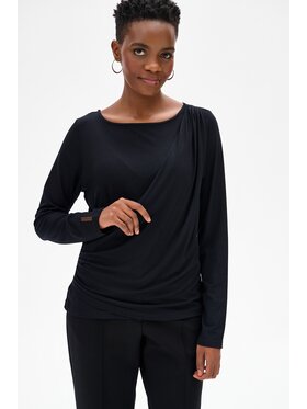 blue shadow blue shadow Bluzka Nanu Czarny Regular Fit