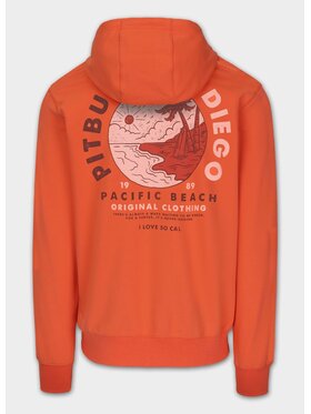 PITBULL PITBULL Bluza Bluza męska z kapturem PLANET SURF M Pomarańczowy Regular Fit