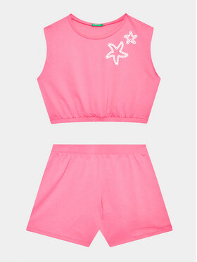 United Colors Of Benetton United Colors Of Benetton Marškinėlių ir šortų komplektas 3096CK007 Rožinė Regular Fit