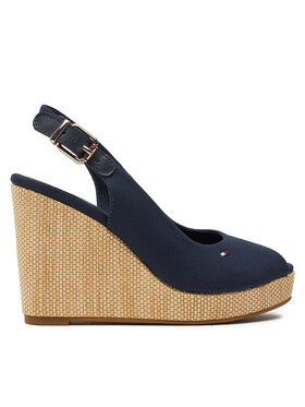 Tommy Hilfiger Tommy Hilfiger Sandály Iconic Elena Sling Back Wedge FW0FW04789 Tmavomodrá