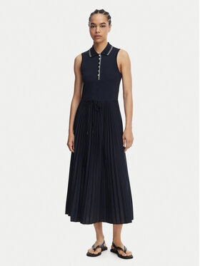 Tommy Hilfiger Tommy Hilfiger Kleid für den Alltag 1985 Pleated WW0WW49621 Dunkelblau Regular Fit
