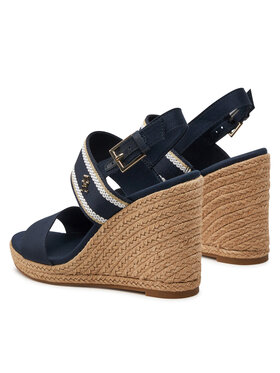 Tommy Hilfiger Espadrile Webbing High Wedge Sandal FW0FW08045 Mornarsko Modra