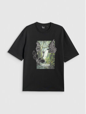 4F 4F T-shirt CAMP Nero Loose Fit