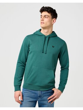 Wrangler Wrangler Bluza SIGN OFF HOODIE Zielony Regular Fit