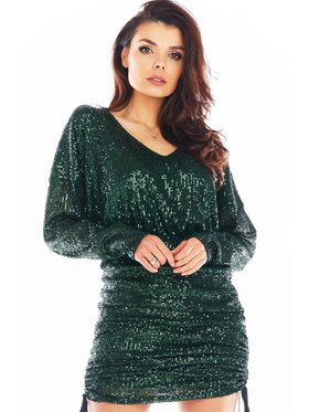 Awama Awama Sukienka wieczorowa A398 Zielony Basic Fit