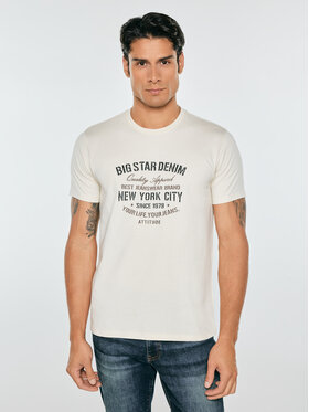 BIG STAR BIG STAR T-Shirt NEVISSER Kremowy Basic Fit