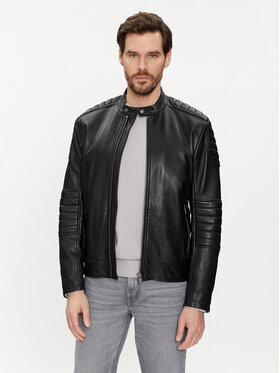 BOSS Boss Шкіряна куртка Jolur 50504104 Чорний Regular Fit