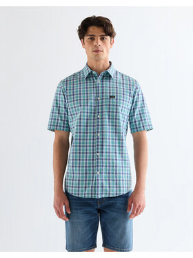 Wrangler Wrangler Koszula SS 1 PKT SHIRT Niebieski Regular Fit