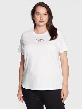 Tommy Hilfiger Curve Tommy Hilfiger Curve Тишърт Printed WW0WW34318 Бял Regular Fit