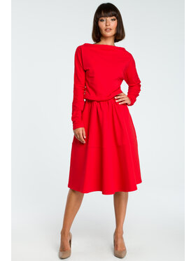 BeWear BeWear Sukienka codzienna B087 Czerwony Regular Fit
