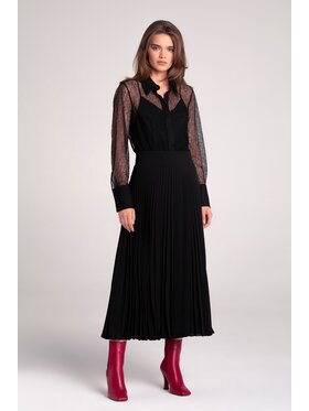 La Mania La Mania Plisovaná sukňa LANG Čierna Classic Fit