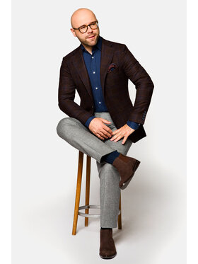 Lancerto Lancerto Marynarka Alta Brązowy Slim Fit