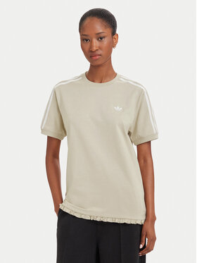 adidas adidas Тишърт Pleated 3S LG4315 Бежов Regular Fit