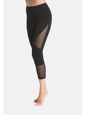 Teyli Teyli Legginsy bawełniane z siateczką Tina Czarny Regular Fit