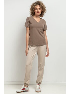 Tessita Tessita Bluzka T394 Brązowy Slim Fit