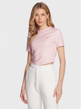 Guess Guess T-Shirt V3GP18 MC03W Różowy Regular Fit