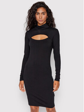 Urban Classics Urban Classics Každodenné šaty Cut-Out Turtleneck TB4748 Čierna Slim Fit