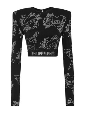 PHILIPP PLEIN PHILIPP PLEIN Bluzka 2919 Czarny Cropped Fit