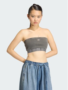 adidas adidas Top ESSENTIALS RIB BANDEAU Czarny Fitted Fit