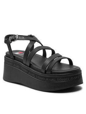 Tommy Jeans Sandale Tjw Strappy Wedge Sandal EN0EN02516 Crna