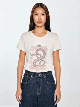 BIG STAR BIG STAR T-Shirt RELLSA Kremowy Basic Fit