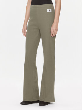 Calvin Klein Jeans Calvin Klein Jeans Kalhoty z materiálu J20J222598 Zelená Straight Fit