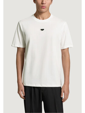 Antony Morato Antony Morato T-shirt RELAXED FIT WITH METAL RUBBER PLATE Bianco Relaxed Fit