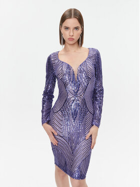 Fracomina Fracomina Koktejlové šaty FQ23WD1003W66701 Fialová Slim Fit