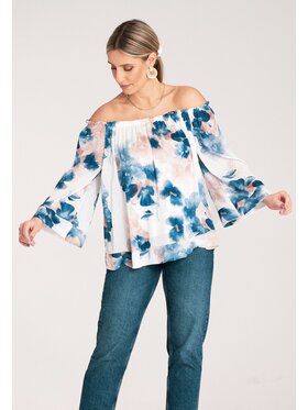 FIGL FIGL Blúzka M1142 Modrá Loose Fit