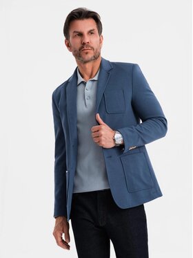 Ombre Ombre Marynarka OM-BLZB-0101 Niebieski Slim Fit
