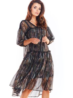 Awama Awama Sukienka A330 Kolorowy Basic Fit