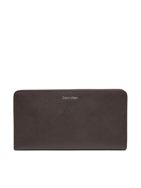 Calvin Klein Calvin Klein Denarnica Foil Logo Passport Longfold LV04F1205G Rjava