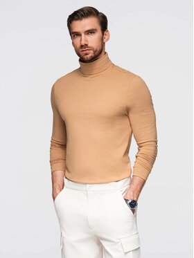 Ombre Ombre S dlouhým rukávem OM-LSCL-0130 Hnědá Slim Fit