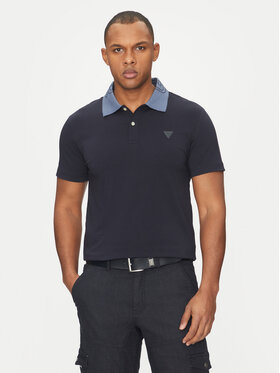 Guess Guess Тениска с яка и копчета M5GP66 J1314 Син Regular Fit