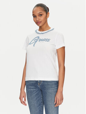 Guess Guess Tričko W5GI03 I3Z14 Biela Regular Fit