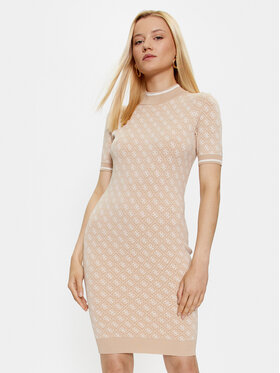 Guess Guess Džemper haljina W3YK39 Z37K0 Bež Slim Fit